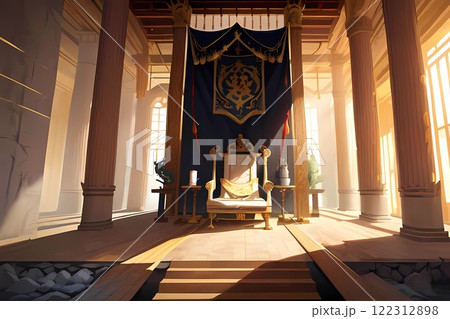 ゲーム背景 王宮奥の王の間と玉座がある風景 ゲーム背景 王宮奥の王の間と玉座がある風景 122312898