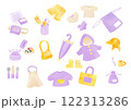 幼稚園、保育園グッズのイラスト　パープル系 122313286