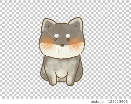 柴犬面朝前坐著的插圖,手繪風格 柴犬面朝前坐著的插圖,手繪風格 122313408