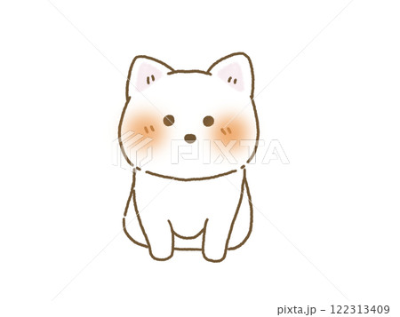 正面を向いてお座りをする柴犬のイラスト 手描き風 正面を向いてお座りをする柴犬のイラスト 手描き風 122313409