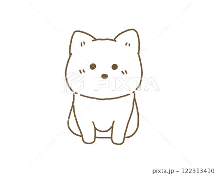 正面を向いてお座りをする柴犬のイラスト 線画 手描き風 正面を向いてお座りをする柴犬のイラスト 線画 手描き風 122313410