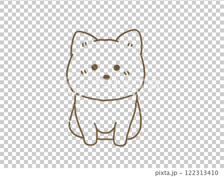 正面を向いてお座りをする柴犬のイラスト 線画 手描き風 正面を向いてお座りをする柴犬のイラスト 線画 手描き風 122313410