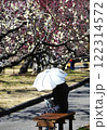 梅花を静観する女性 122314572