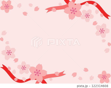 桜とリボンのフレーム 122314608