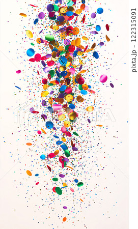 カラフルな紙吹雪　カラフルでポップな抽象的デザインとコンフェッティのイメージ 122315091