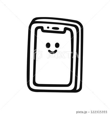 かわいいスマートフォン　線画 122315355