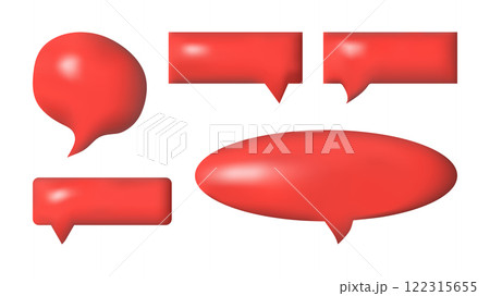 3D speech bubbles different shapes message icon. Realistic design. For social media advertising posters. Vector isolated set. 122315655