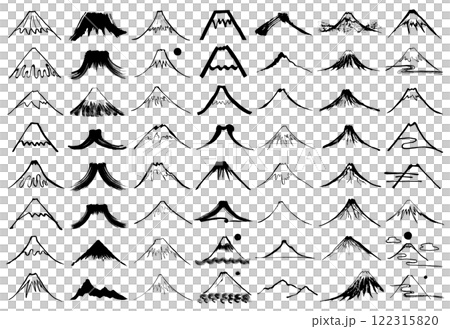 Mountain icon hand-drawn illustration set Mountain icon hand-drawn illustration set 122315820