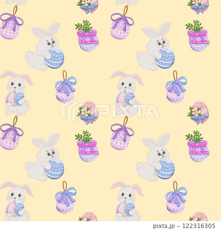 seamless pattern with Easter Theme Light Cream background seamless pattern with Easter Theme Light Cream background 122316305