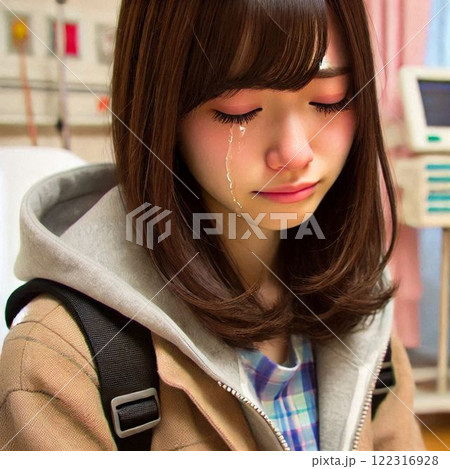 泣いている日本人女性 122316928