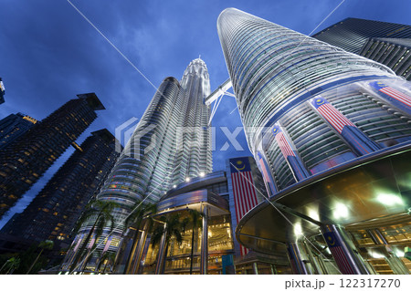 Petronas Towers illuminated shot at night Petronas Towers illuminated shot at night 122317270