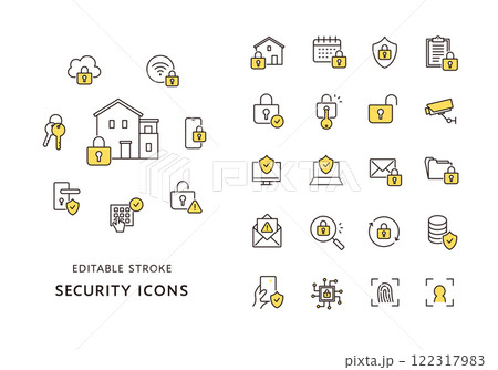 セキュリティにまつわるアイコンセット（カラー） 122317983