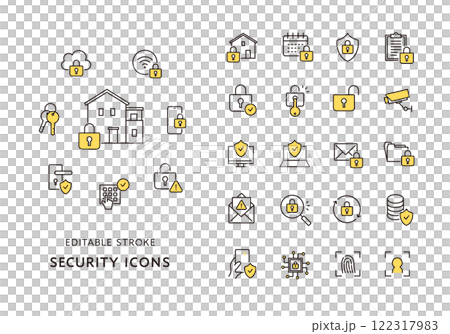 セキュリティにまつわるアイコンセット（カラー） 122317983