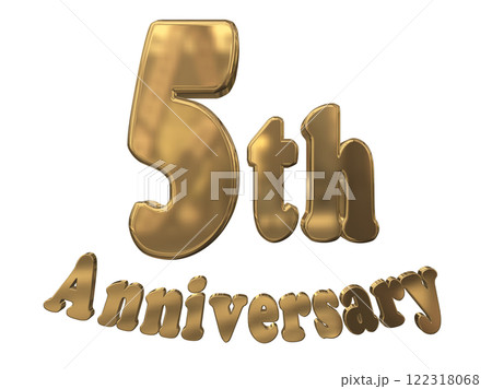 3DCG文字「5th Anniversary/5周年マークキラキラ」ゴールド,金 3DCG文字「5th Anniversary/5周年マークキラキラ」ゴールド,金 122318068
