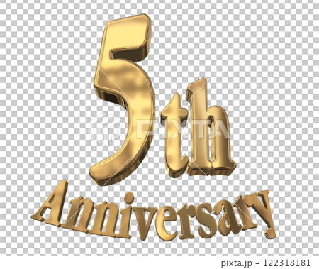 3DCG letters "5th Anniversary/5th Anniversary Mark Sparkling" Gold, Gold 3DCG letters "5th Anniversary/5th Anniversary Mark Sparkling" Gold, Gold 122318181