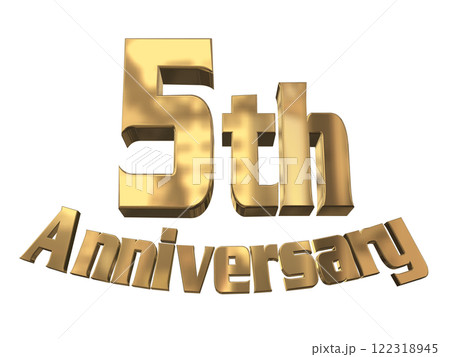 3DCG文字「5th Anniversary/5周年マークキラキラ」ゴールド,金 3DCG文字「5th Anniversary/5周年マークキラキラ」ゴールド,金 122318945