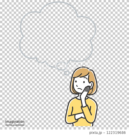 想像年輕女子和講話泡泡 想像年輕女子和講話泡泡 122319686