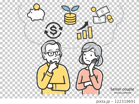 資産運用を考えるシニア夫婦 122319691