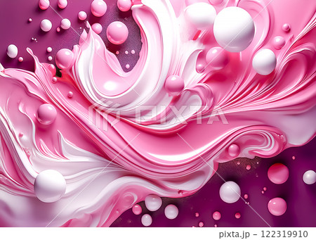 水滴とカラフルペンキの抽象的なイメージ素材 ピンク色 水滴とカラフルペンキの抽象的なイメージ素材 ピンク色 122319910