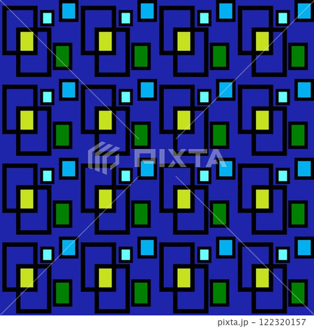 抽象画風のパターン柄_青 122320157