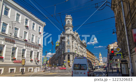 Crossroads five corners timelapse hyperlapse. ST. Petersburg, Russia 122320683