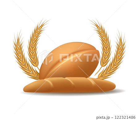 3D Bread product with wheat ears 122321486