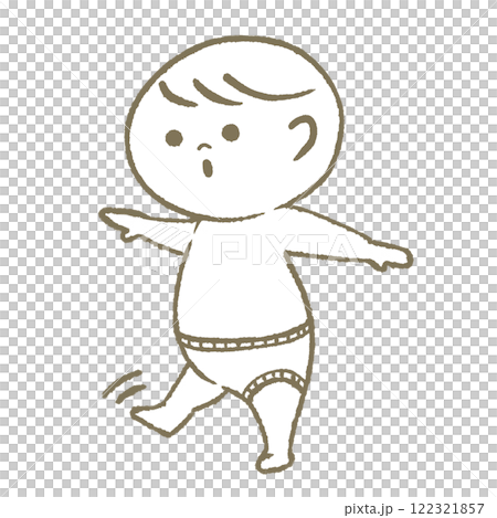 歩く赤ちゃん（おむつ） 122321857