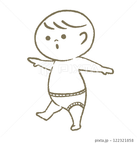 歩く赤ちゃん（おむつ） 122321858