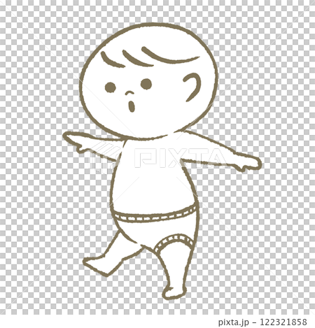 歩く赤ちゃん（おむつ） 122321858