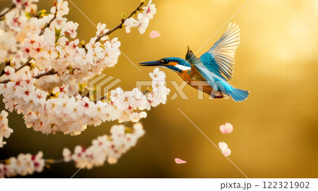 春の桜とカワセミ 122321902