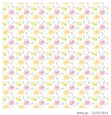 輪を組み合わせた手描きのシームレスパターン（ベクターデータのみ、パターンはスウォッチ内にあります） 122321913