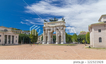 Arch of Peace in Simplon Square timelapse hyperlapse. It is a neoclassical triumph arch 122321928