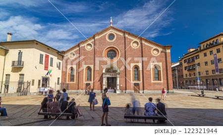 Santa Maria delle Grazie timelapse hyperlapse with blue cloudy sky. Santa Maria delle Grazie timelapse hyperlapse with blue cloudy sky. 122321944