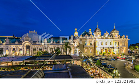 Grand Casino in Monte Carlo day to night timelapse, Monaco. historical building 122321983