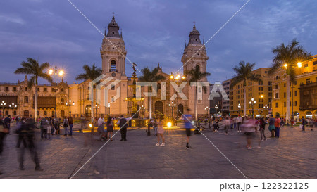 Fountain on The Plaza de Armas day to night timelapse, also known as the Plaza Mayor 122322125