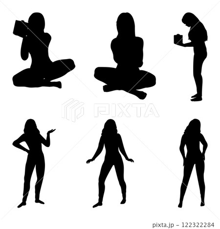Silhouette of Girl in Pajamas 122322284