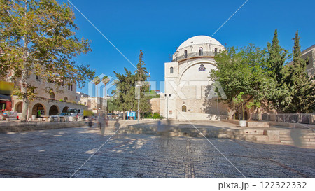 Synagogue with name Hurva in old city of Jerusalem, Israel timelapse hyperlapse 122322332