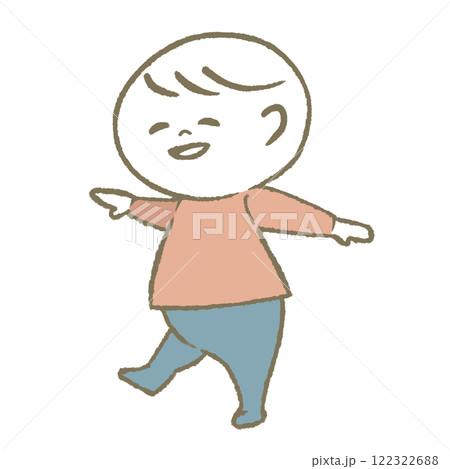 笑顔で歩く赤ちゃん（ピンク） 122322688