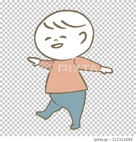笑顔で歩く赤ちゃん（ピンク） 122322688