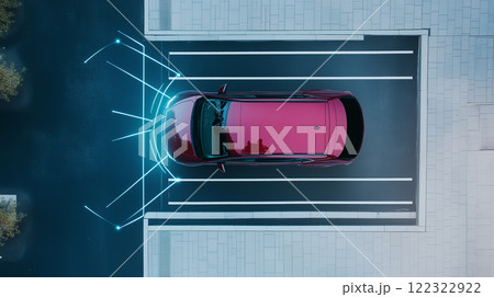 駐車支援システムを使って駐車をしている車 122322922