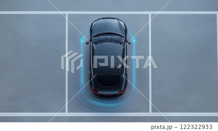 駐車支援システムを使って駐車をしている車 122322933