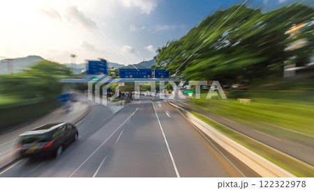 A Hong Kong streets view timelapse from open-top touristic bus during Hong Kong island's touring 122322978