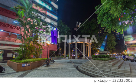Streets and park of Hong Kong at night timelapse hyperlapse. 122323003
