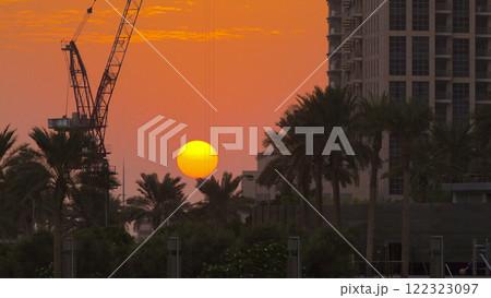 Sunset in Dubai Downtown, United Arab Emirates timelapse 122323097