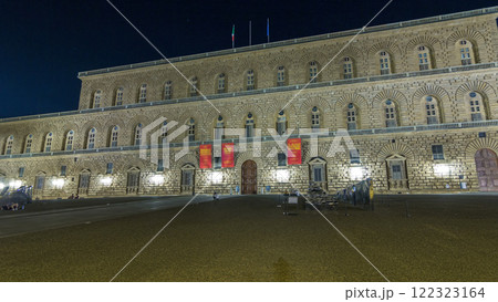 Night view of the palazzo pitti gallery timelapse hyperlapse in the italian city florence Night view of the palazzo pitti gallery timelapse hyperlapse in the italian city florence 122323164
