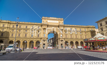 Republic Square timelapse hyperlapse with the arch in honor of the first king of united Italy, Victor Emmanuel II. 122323176