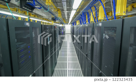 room with rows of server hardware in data center timelapse hyperlapse 122323435