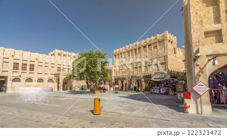 Souq Waqif timelapse hyperlapse in Doha, Qatar. 122323472
