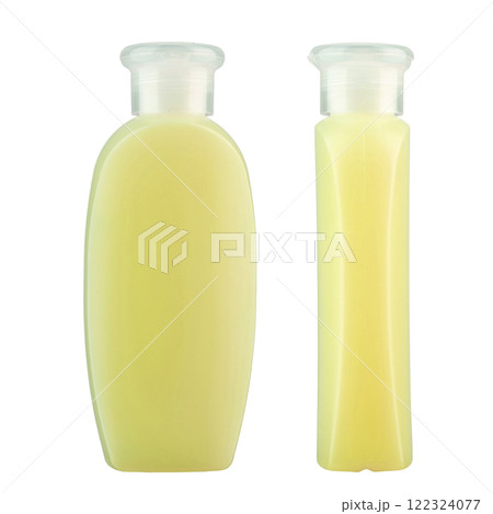 Shampoo in a plastic bottle isolated on a white background. 122324077