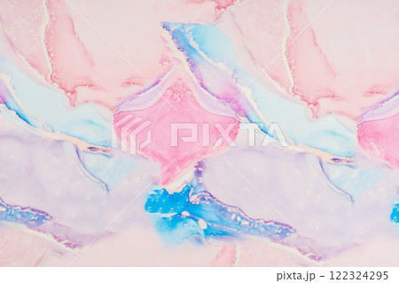 Pink and blue marble pattern on textile, abstract texture background. 122324295